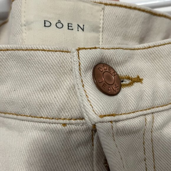 Doen high rise straight leg button fly jeans cream off white size 34 neutral - Picture 7 of 9